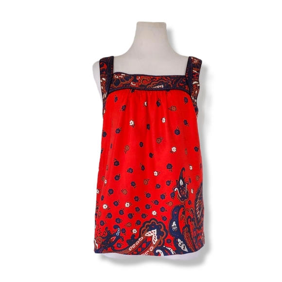 Tibi Tops - Stunning Tibi 100% Red Silk Floral and Paisley Pattern Tank Top Size 6